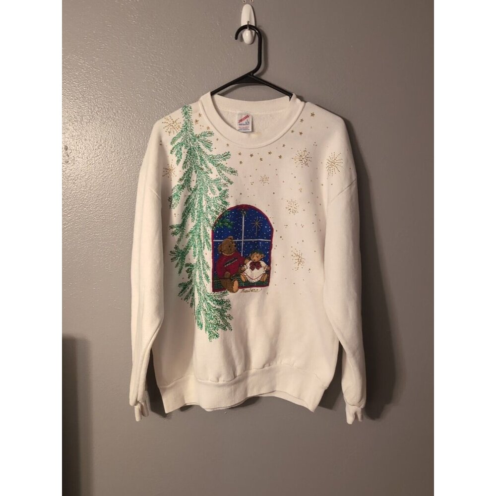 Jerzees Christmas Sweater Vintage Women's Size L READ
